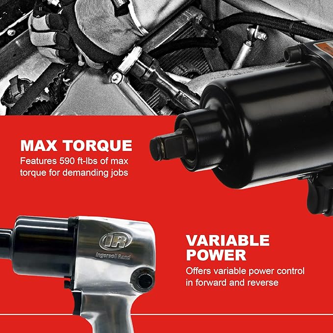 Ingersoll Rand 231HA 1/2" Air Impact Wrench, Super Duty, 600 ft-lb Torque, Friction Ring Retainer, Pistol