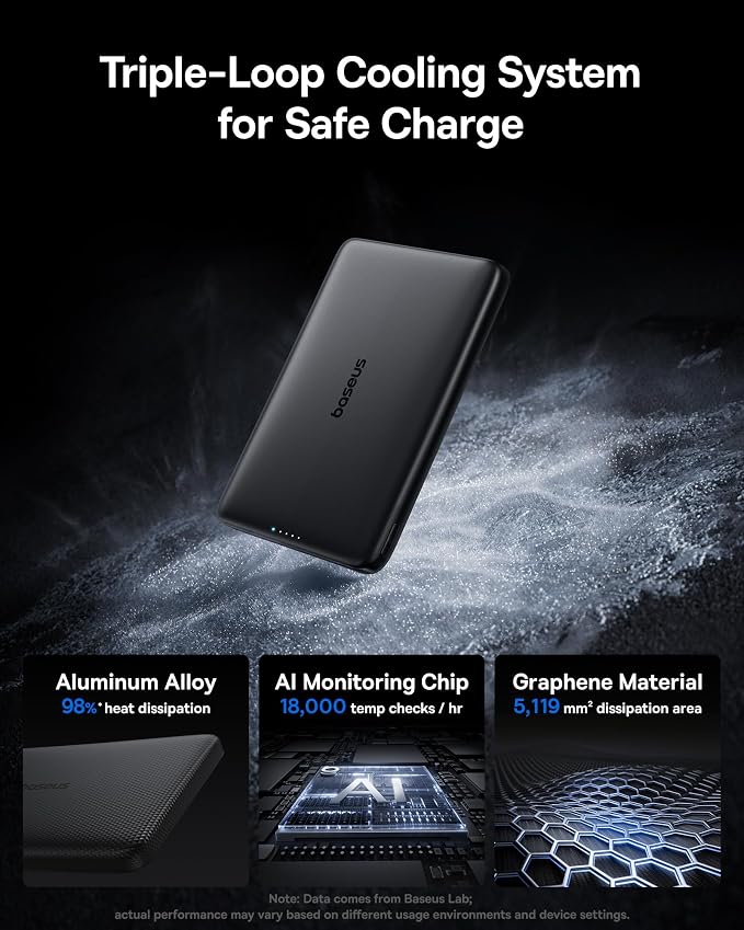 Baseus Picogo Magsafe Portable Charger, Qi2 15W 0.5" Ultra Slim 10000mAh Wireless Power Bank, 27W Fast Charging Magnetic Battery Pack with USB-C for iPhone 17 Pro Max/17 Pro/Air/16/15/14/13/12
