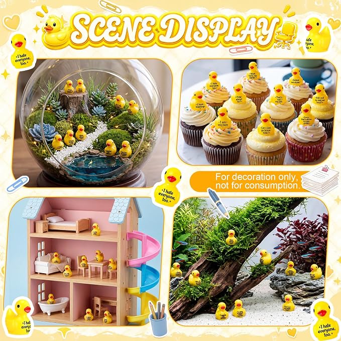 Skylety 32 Pcs Funny Office Supplies Mini Resin Ducks