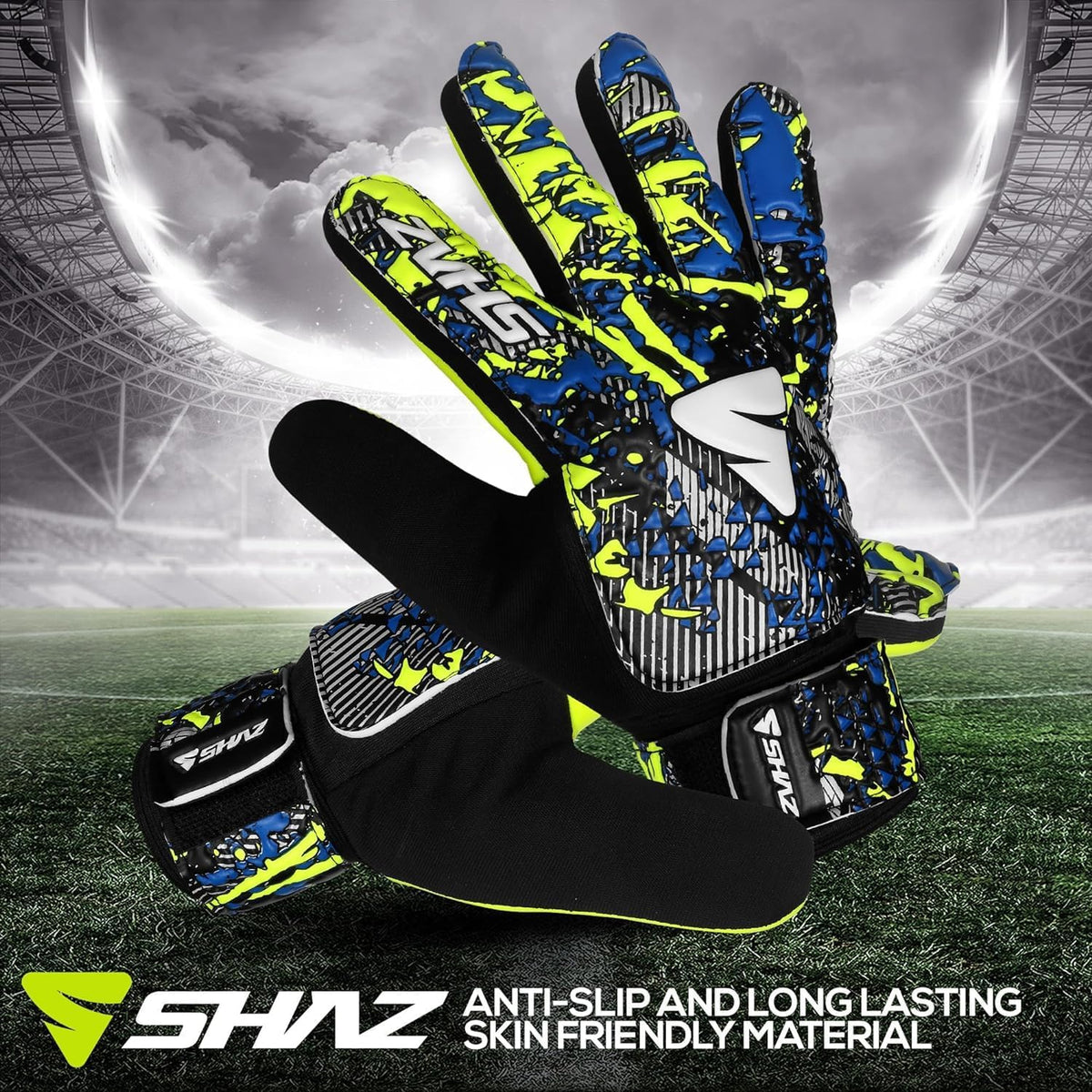 Shaz Soccer Goalkeeper Gloves - Anti-Slip 4mm Latex Palm with Strong Grip | Size 7 for Kids & Youth