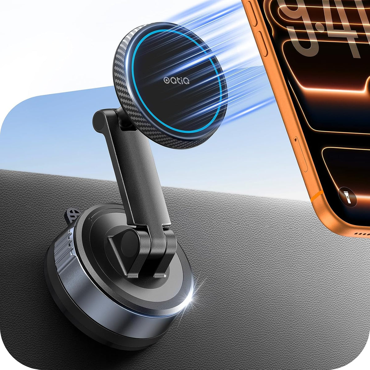 OQTIQ Magnetic Phone Holder for Car, Suction Cup Phone Mount for MagSafe