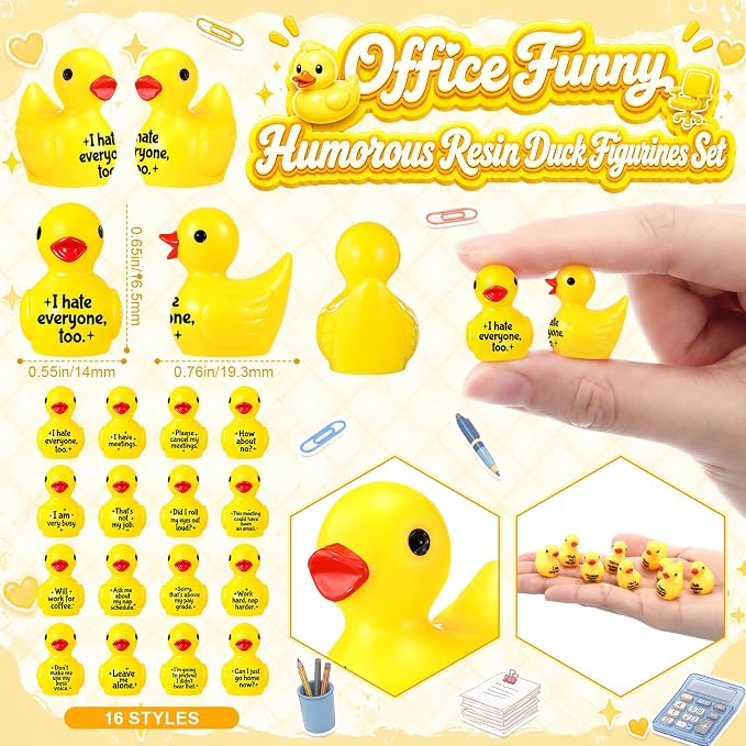 Skylety 32 Pcs Funny Office Supplies Mini Resin Ducks