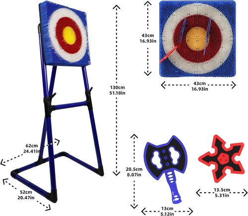 BunnyBoo Axe Throwing Game - Safe Bristle Target Set with 4 Axes & Darts | Portable Fun for Kids & Adults