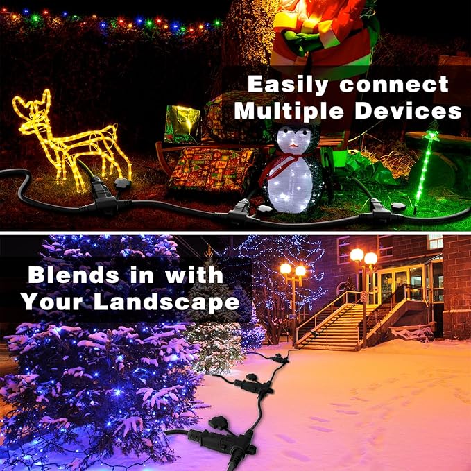 K KASONIC - Outdoor Extension Cord 50 FT, Evenly Spaced 6 Outlets Plugs, 16/3 SJTW Weatherproof Multiple Outlets Wire for Landscaping Light, Holiday Decoration and Christmas, ETL Listed, Black