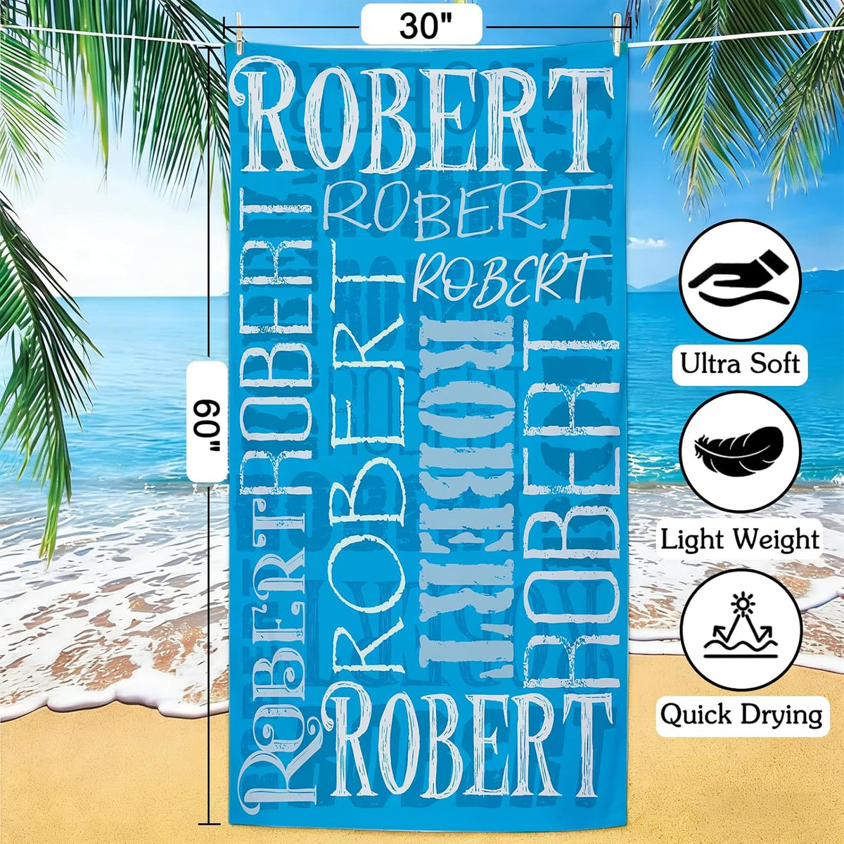 Yoke Style Personalized Beach Towels - Custom Sand-Free Microfiber Towel for Kids | Quick-Dry Easter Gift