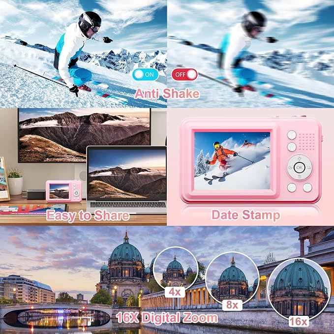 Digital Camera with 32GB Card, 48MP Compact Portable Small Point Shoot Camera