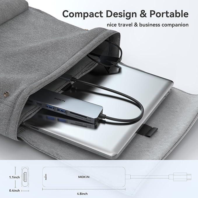 USB C Hub HDMI Adapter for MacBook Pro/Air, MOKiN 7 in 1 USB C Dongle