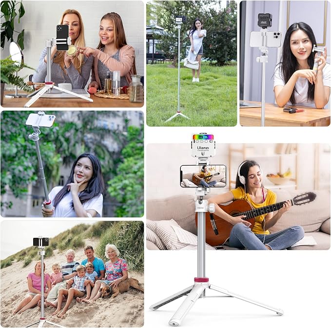 ULANZI MT-44 Extendable Phone Tripod, 360° Ball Head Camera Tripod