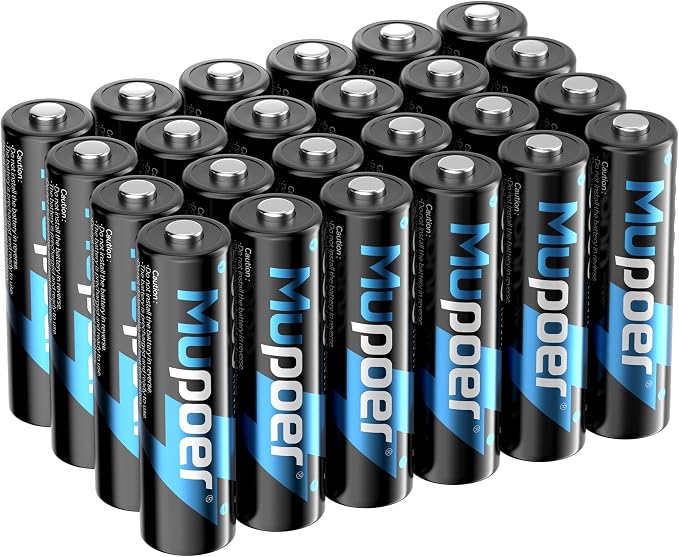 Mupoer Rechargeable AA Batteries 24 Count, Lithium Battery AA 1.5V 3000mWh