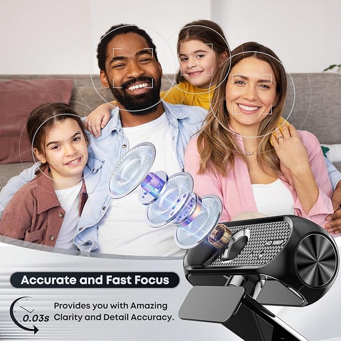 1080P HD Webcam with Microphone, Noise Cancellation, Privacy Cover, Wide-Angle