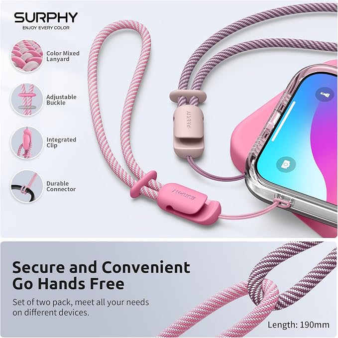 SURPHY 2 Pack Phone Lanyard for Cellphone Case, Phone Wrist Strap for Case