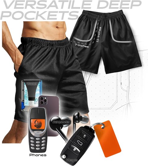 Ma Croix Men's Basic Mesh Basketball Shorts - Comfortable Workout Shorts with Pockets | Plain Design