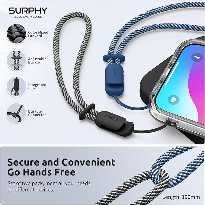 SURPHY 2 Pack Phone Lanyard for Cellphone Case, Phone Wrist Strap for Case