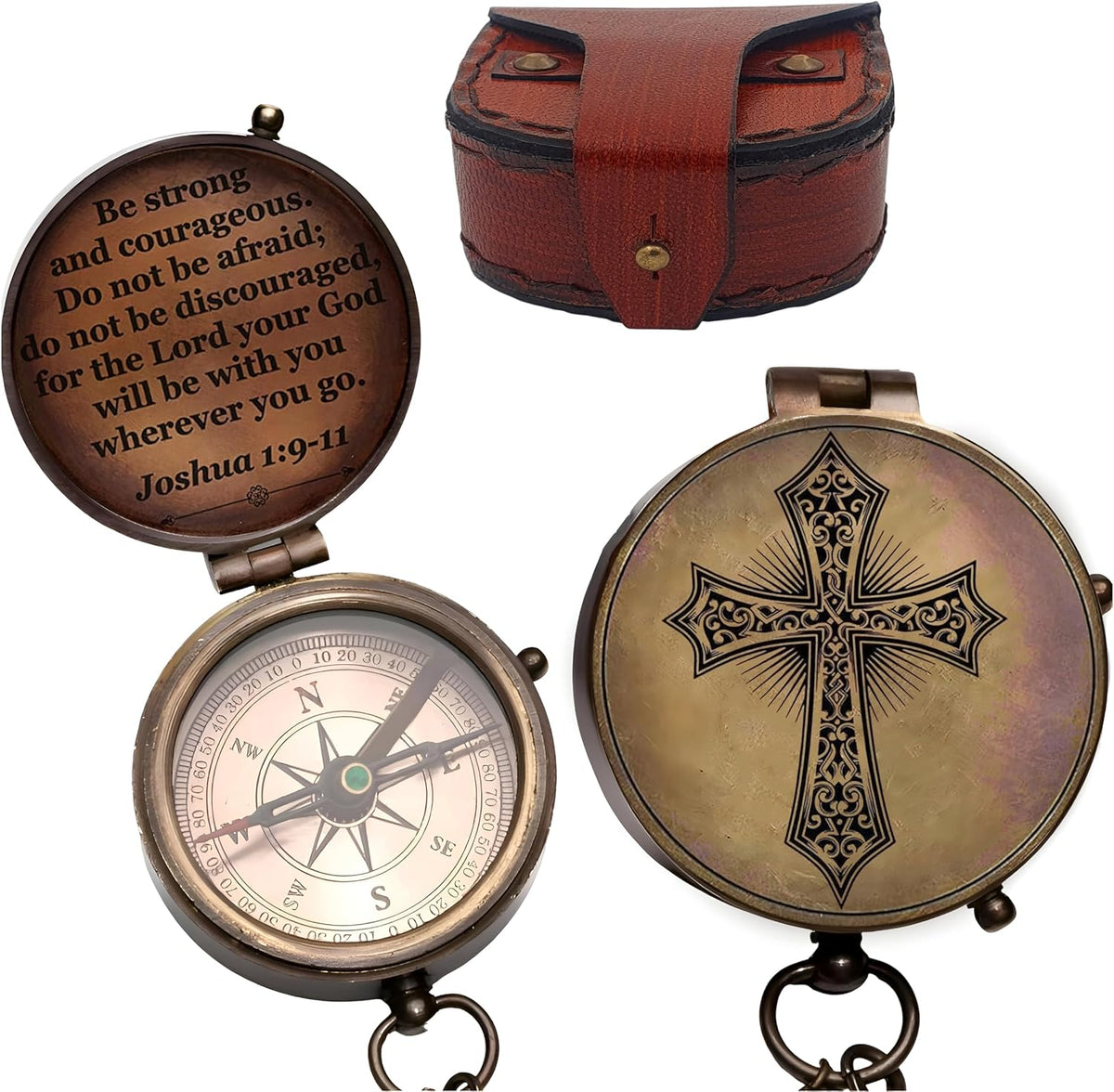 Regine Switzerland Personalized Keepsake Compass - Engraved Cross & Inspirational Message | Baptism & Confirmation Gift