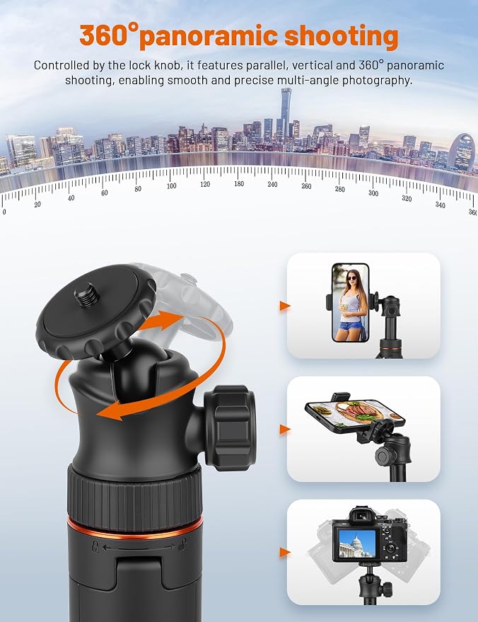 JOILCAN Tripod for iPhone & Camera, Extendable Portable Phone Tripod Stand for