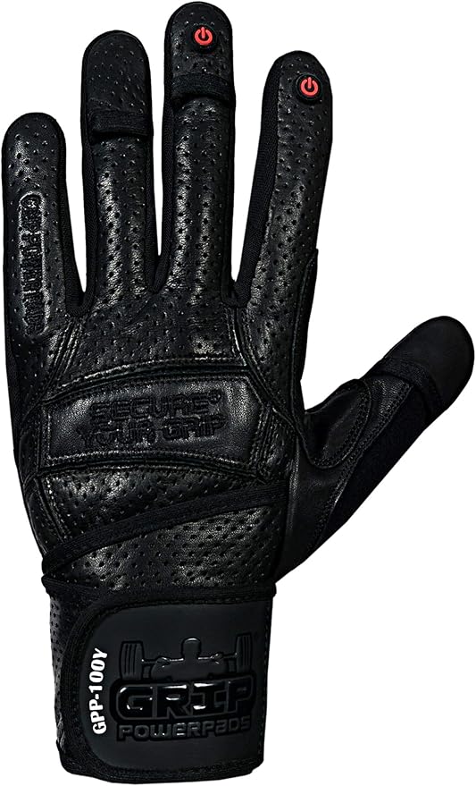Elite Leather Gym Gloves with Built in 2" Wide Wrist Wraps Grip & Design for Weightlifting Power Lifting Bodybuilding & Strength Training Workout Exercises