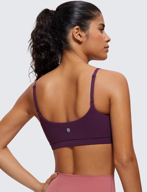 CRZ YOGA Sports Bras for Women - Butterluxe Adjustable Spaghetti Strap, Wireless Padded Crop Top