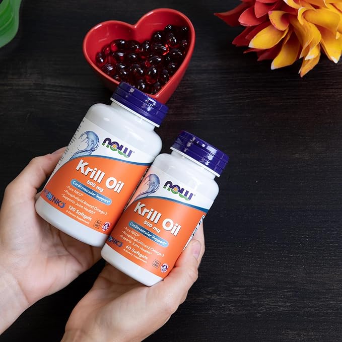 NOW Foods Supplements, Neptune Krill Oil 500 mg, Phospholipid-Bound Omega-3, Cardiovascular Support*, 60 Softgels