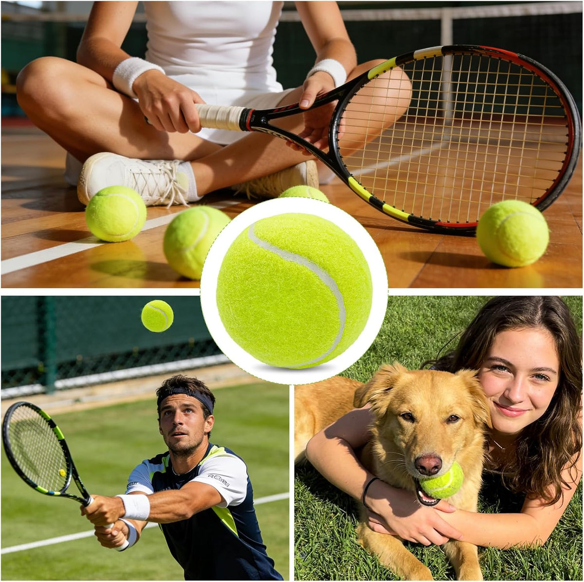 Skiennix Tennis Balls - High Elasticity Training Balls with Mesh Bag for Beginners & Pets | 16 Pack, 2.56 in Yellow