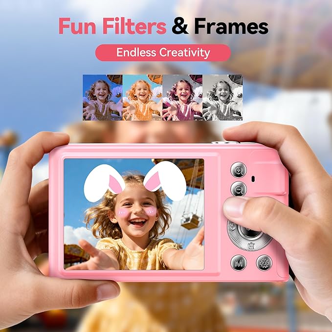 Digital Camera 4K for Kids: 48MP Pink Camera for Teens Photography