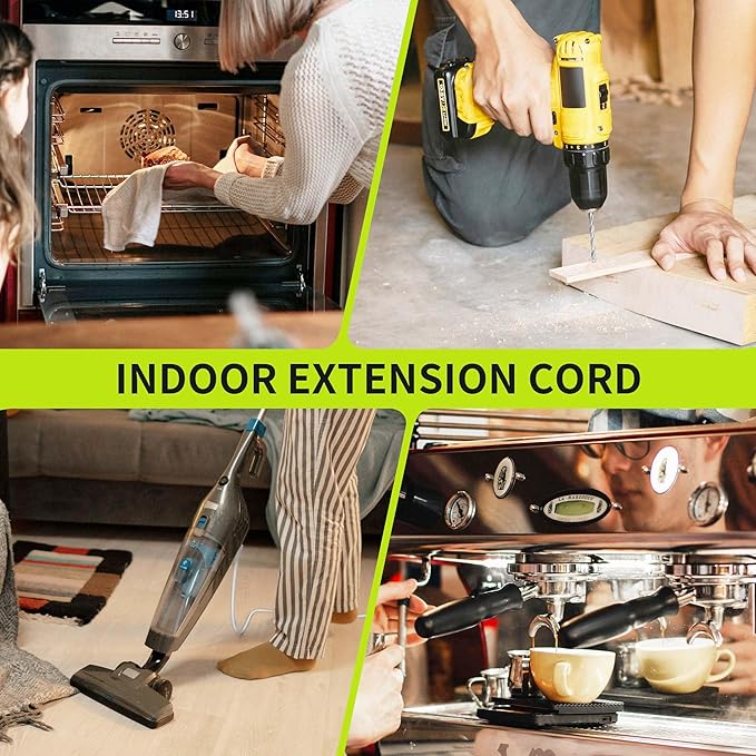 16/3 White 25 FT Extension Cord, Indoor Extension Cord for Laptops, Coffee Makers, Office Home Appliances, 3 Prong Resistant Cable Flexible, 13A 125V 1625W ETL Listed