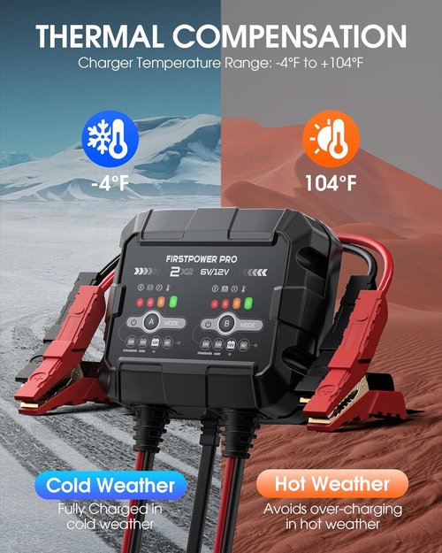 2-Bank Trickle Charger by [Brand Name] | 4A Automotive Battery Maintainer for 12V & 6V Batteries