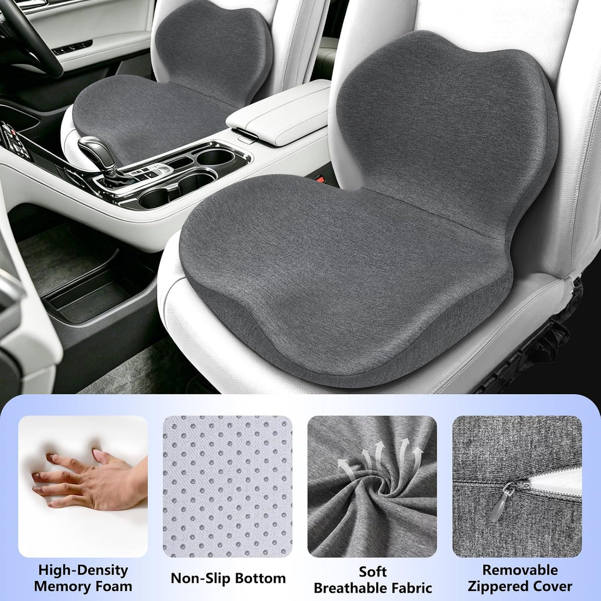 Memory Foam Car Seat Cushion with Lumbar Support Pillow,Driver Seat Cushion