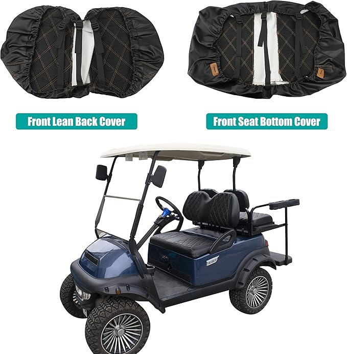 NOKINS Golf Cart Diamond Seat Covers Kit, Fit for Club Car Precedent OEM Standard Front Seat Cushion, Golf Cart Vinyl Seat Cover, No Nails Required