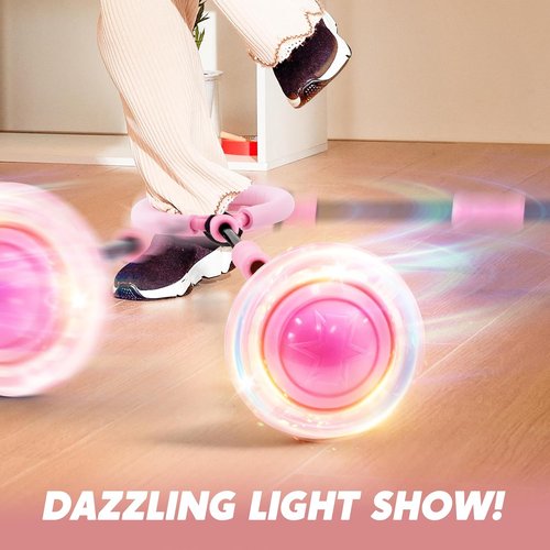 JOYIN Pink Ankle Skip Ball - Flashing Lights Indoor & Outdoor Toy for Kids 3+ | Foldable Sports Gift