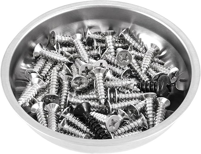 FUNSUEI 10 Packs 6 Inches Magnetic Tray, Stainless Steel Magnetic Bowl, Round Magnetic Parts Tray for Pins, Screws, Bolts, Nuts, Small Parts