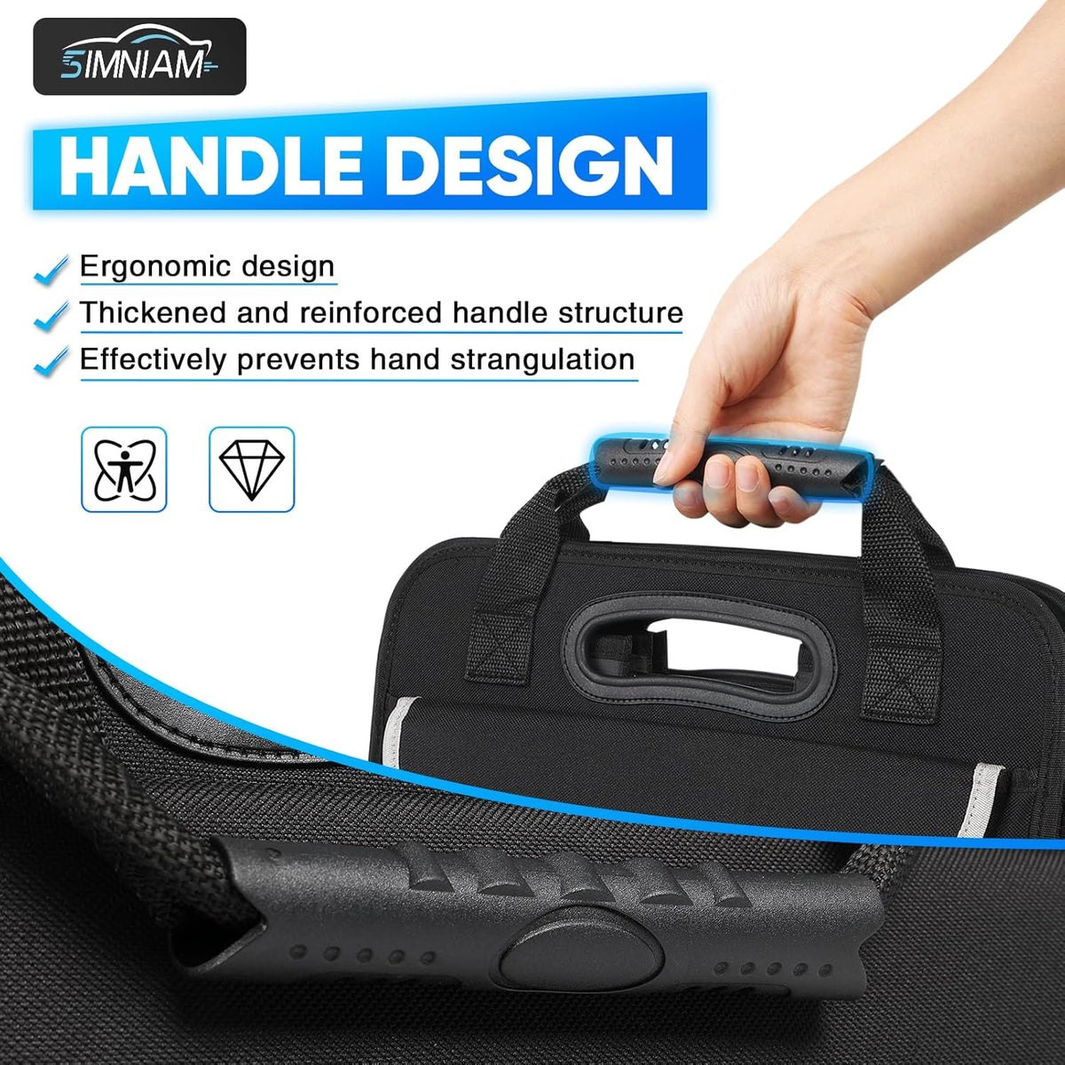 Simniam Large Car Trunk Organizer - with 5 Compartments Trunk Organizers and Storage SUV, Reinforced Handle, Securing Straps, Trunk Organizer Available for Car, SUV, Truck, Minivan