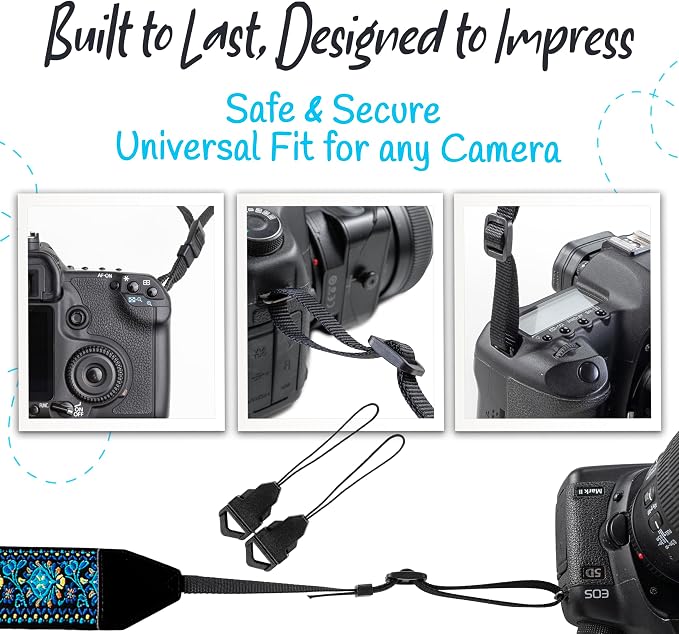 Art Tribute Camera Strap, Vintage Embroidered Neck Shoulder & Crossbody Camera