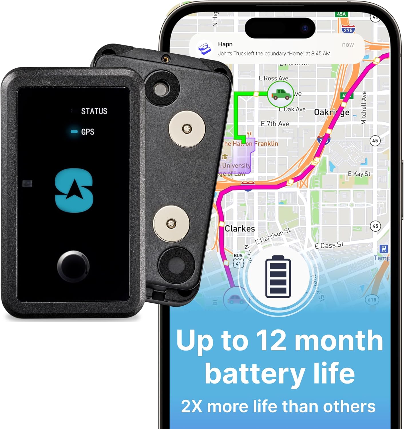 Spy Tec GPS MAX 12 Month Weatherproof Long Term Tracker w/Magnetic Mount for Cars, Vehicles, Loved Ones, Equipment, Trailers, RV - Unlimited Worldwide Real-Time GPS Tracking - Low Cost Plan
