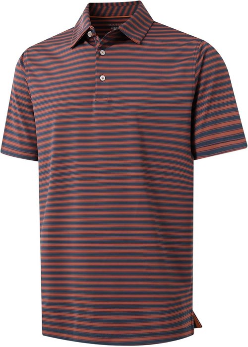 M MAELREG Golf Shirts for Men - Short Sleeve Performance Polo | Moisture-Wicking Striped Design