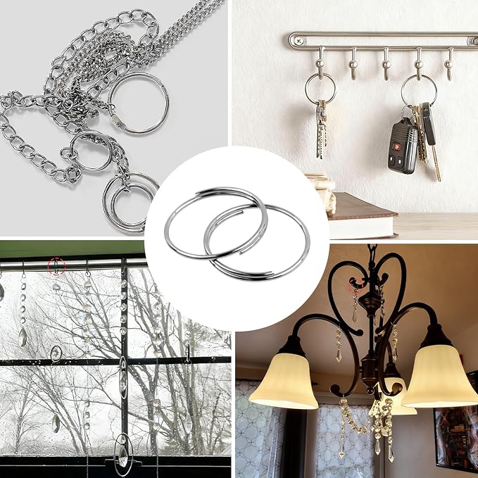500PCS Stainless Steel Bright Silver Chandelier Split Rings, 0.47inch Diameter