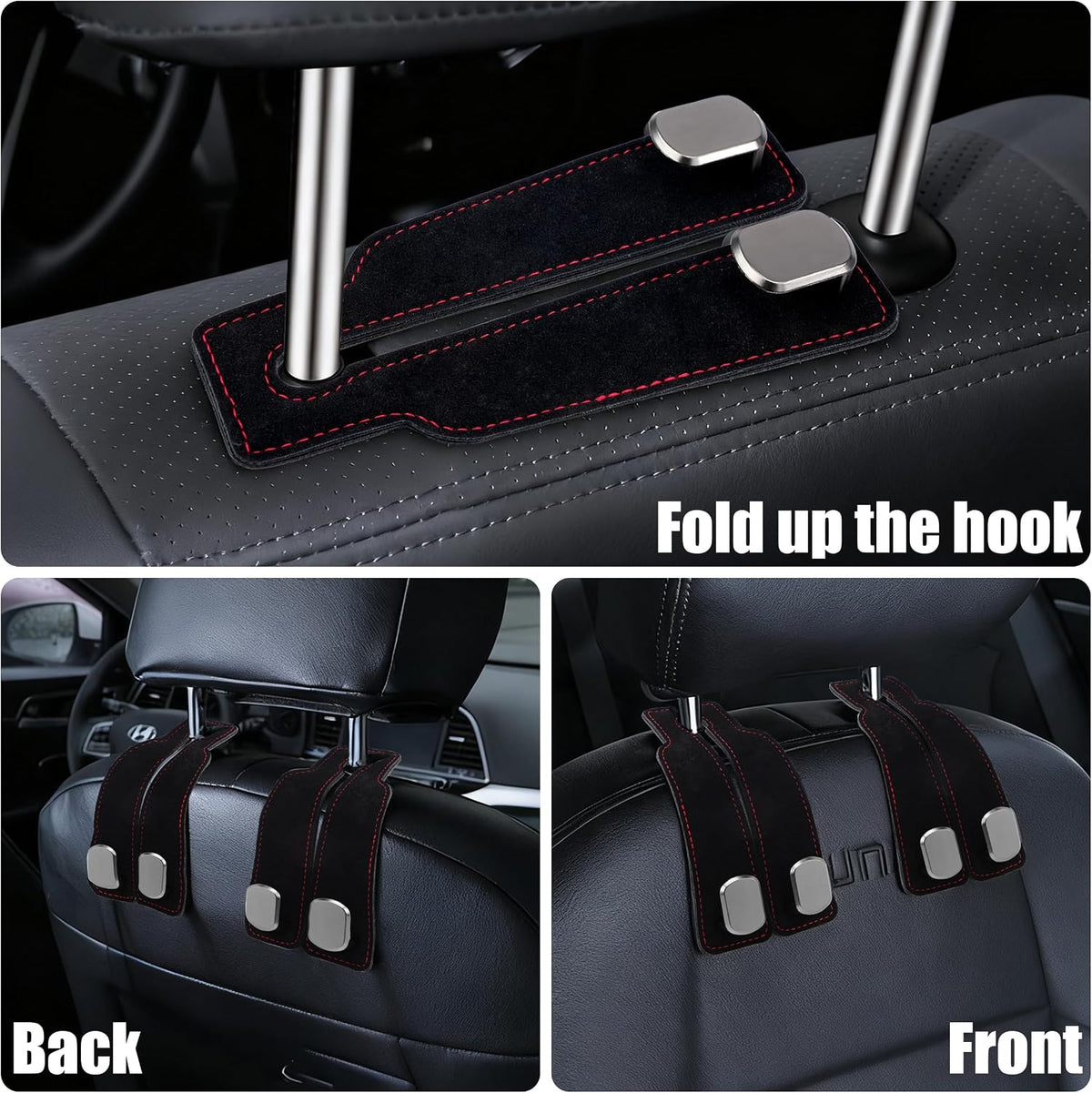 DF DUALFERV Car Purse Hook for Headrest, 5 Pack Suede