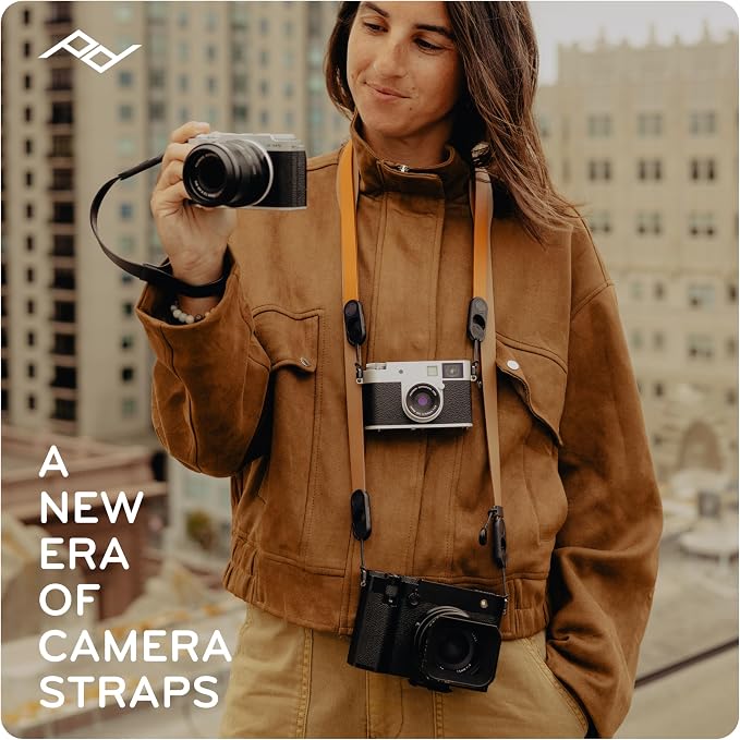 Peak Design Leather Camera Strap – Full-Grain Tan, 46.65" Cross-Body, Quick
