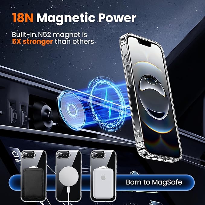 toushion 3 in 1 for iPhone 16E Case Clear/iPhone 17E Case, Not Yellowing