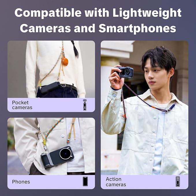PGYTECH Camera Strap for DJI Osmo Pocket 4/3/Xtra Muse, 2-in-1 Shoulder/Wrist