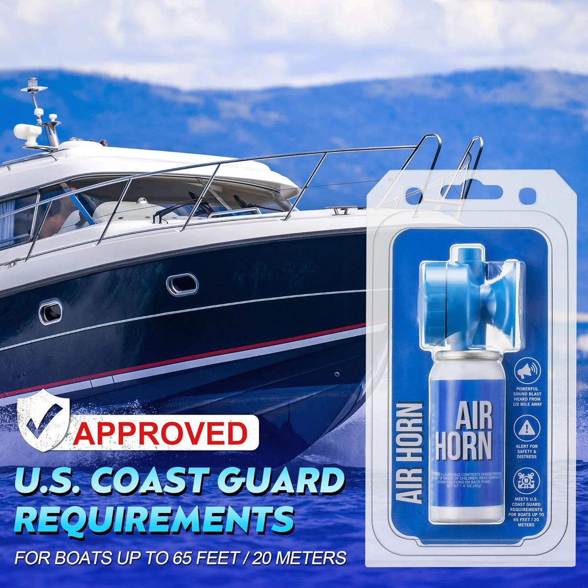 Saillong Marine Boat Air Horn - Loud 1.4oz Safety Horn for Emergency Use | Compact Design for Boating & Events