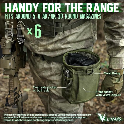 LIVANS Tactical Molle Dump Pouch - Adjustable Military Holster Bag for Airsoft & Hunting Gear