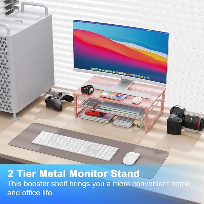 gianotter 2-Tier Metal Monitor Stand Riser, Desk Organizer