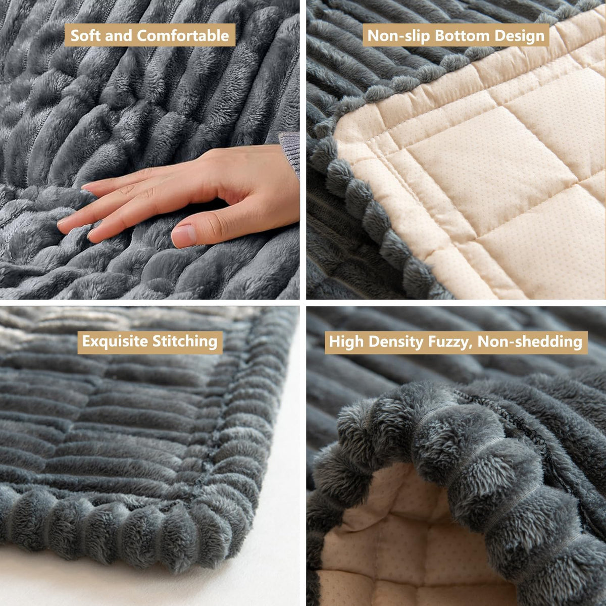 Dog Bed Mat for Car Backseat Extender, Non-Slip Pet Bed Mat for Car Back Seat Protector Cover, Furry Dog Couch Cover, Washable Travel Dogs Bed for Cars, SUVs, Sedans. (51" x 24") (Dark Grey, M)