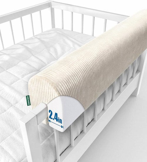 AEOCOO Toddler Bed Bumpers - Premium Soft Memory Foam Rail Protector for Loft & Bunk Beds | 3 Ft, Beige