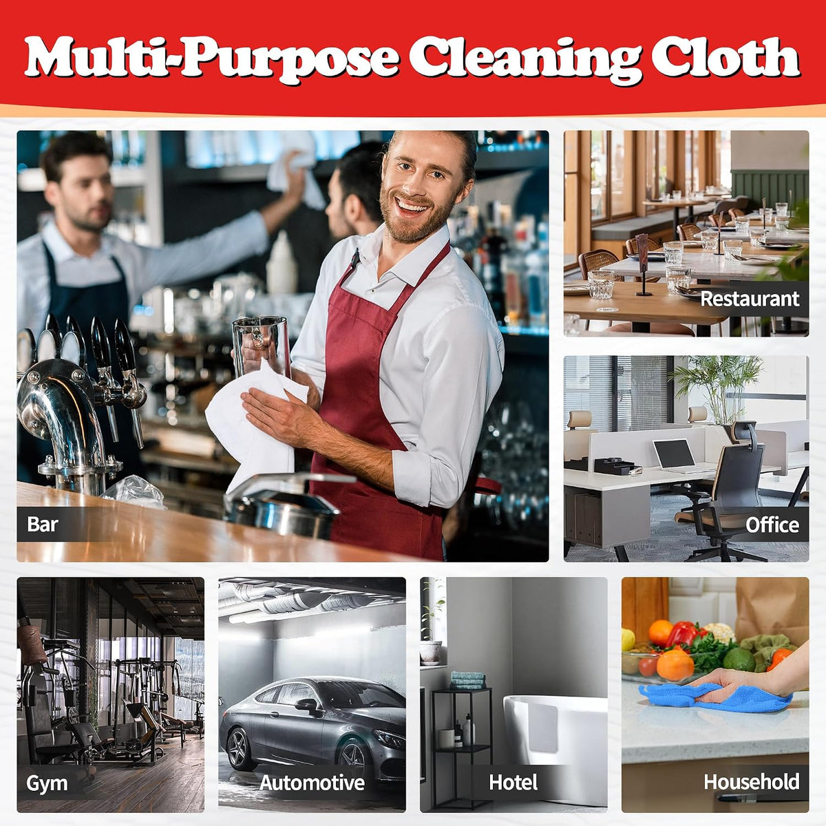 FIXSMITH Shop Towels, Microfiber Cleaning Cloth Bulk, 200 Pack Microfiber Towels for Cars, All-Purpose Absorbent Cleaning Rags, Dust Cloth for Automotive, Mechanic, Garage, Bar, 11.5 x 11.5 inch