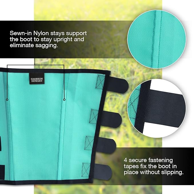 Harrison Howard Loose Fitting Fly Boots UV-Protective Extra Tough Mesh Ventilated Four Fasteners Stay-on Design Protect Horse Legs & Stomp-Reducing Set of 4 Mint Pony