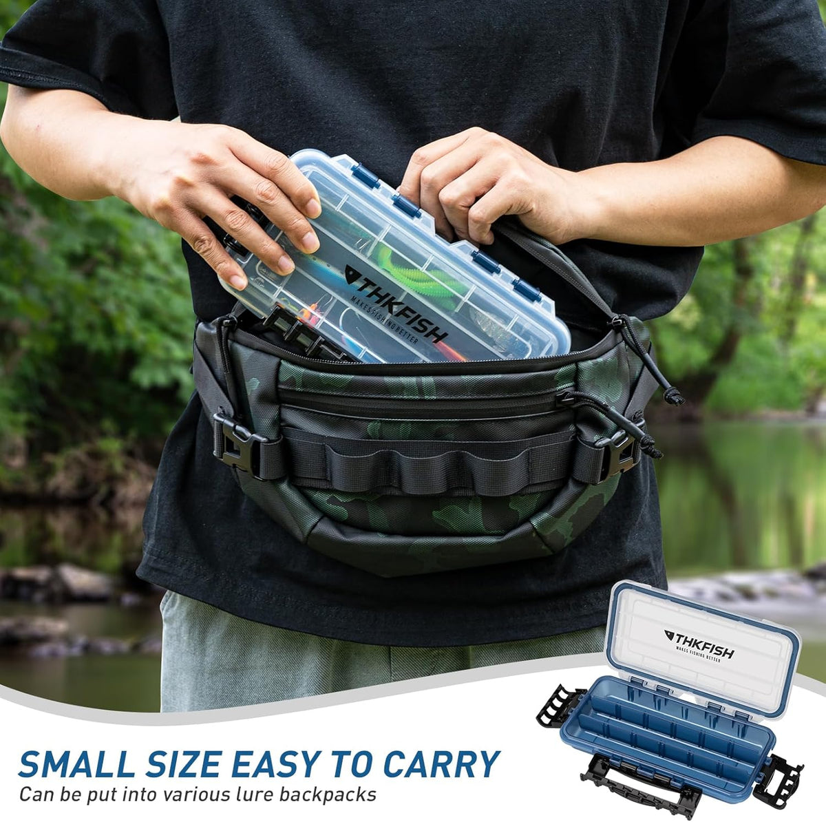 THKFISH Fishing Tackle Box - Floating Lure Storage Organizer with Adjustable Dividers | 2-Pack, Sun-Proof