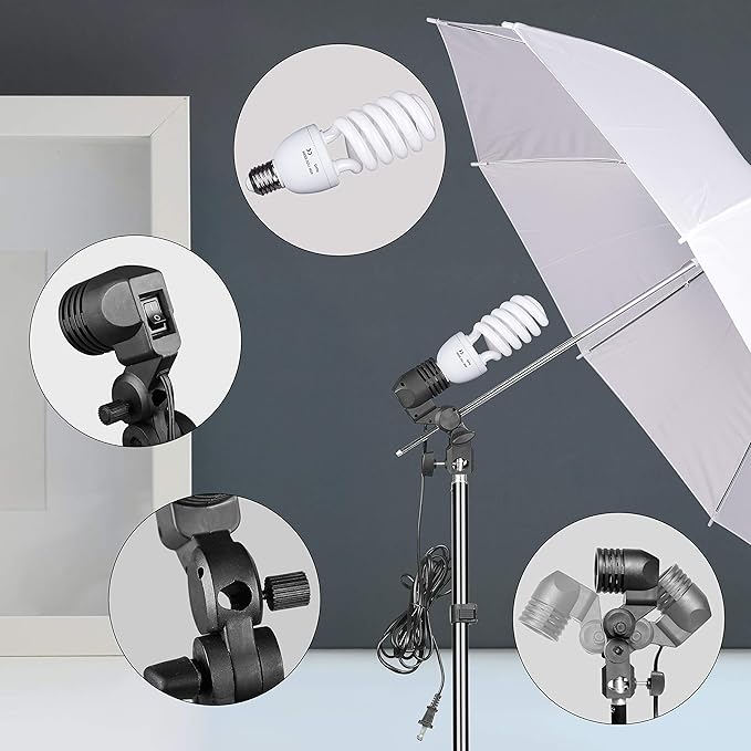 EMART Umbrella Photography Lighting Kit, 200/700W Bulbs, Soft Light Continuous