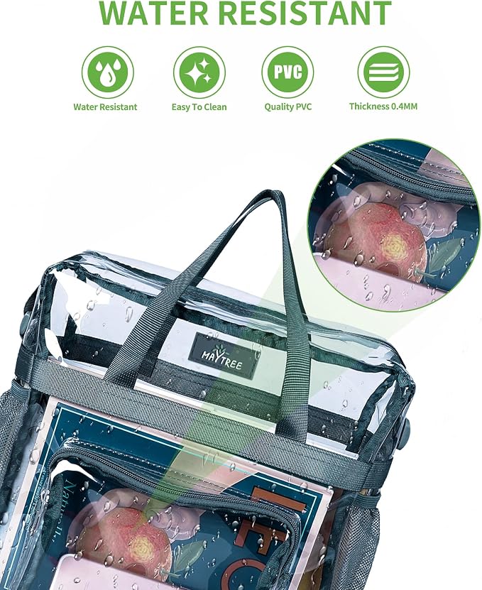 MAY TREE Clear Bag for Stadium Events 12×6×12 Clear Tote Lunch Bag