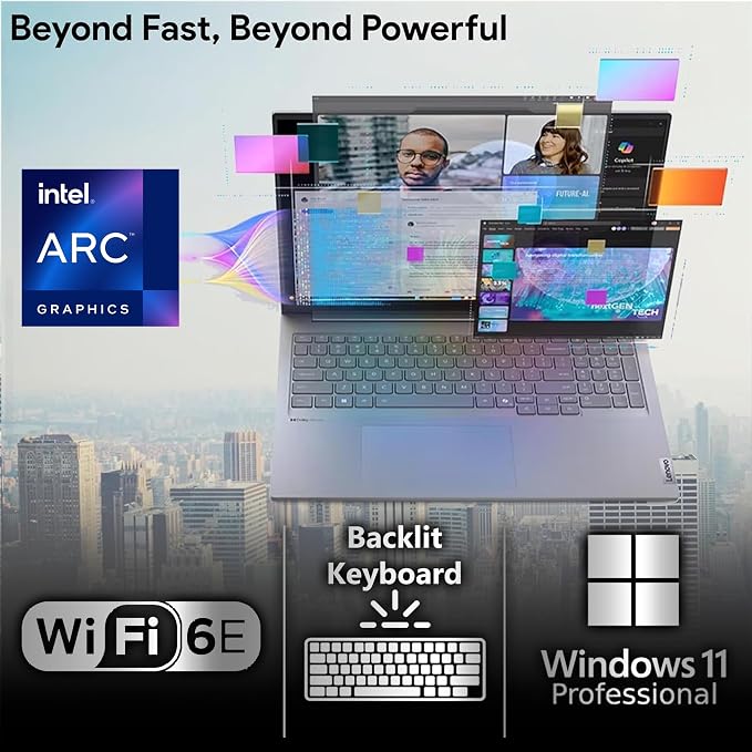 Lenovo ThinkBook 16 G8 AI Business Laptop, 16 Touchscreen FHD+, Intel Core Ultra 7 255H, 64GB DDR5 RAM, 1TB SSD PCIe, WiFi 6E + BT, HDMI, Fingerprint Reader, Backlit KB, FHD Webcam, Win 11 Pro - Gray